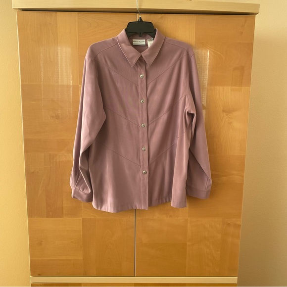 Alfred Dunner Jackets & Blazers - Alfred Dunner Purple-Pink Button Front Shirt/Jacket